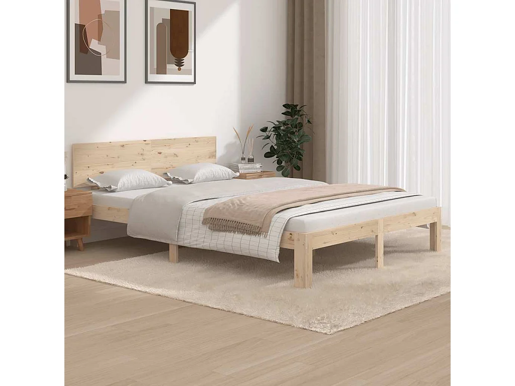 Cadre de lit sans matelas bois massif de pin 140x200 cm