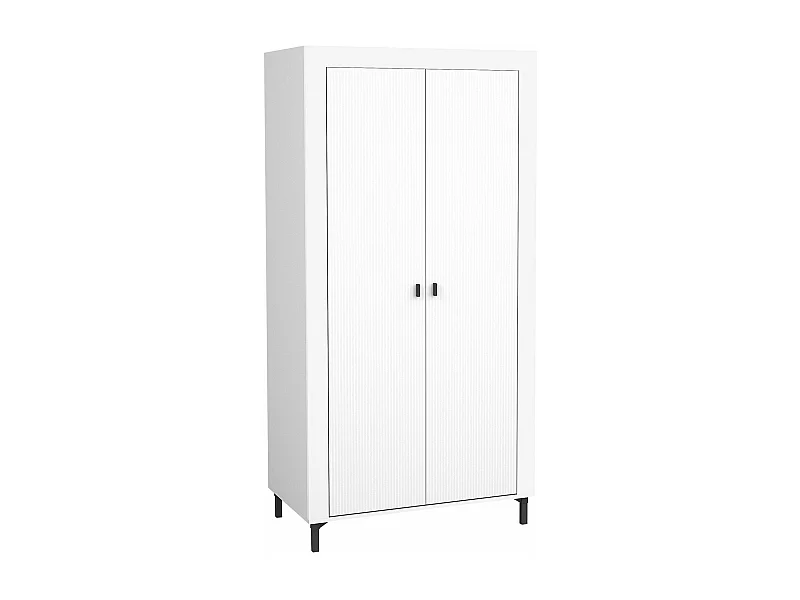 Armoire Mormavu 100, Mat blanc|Chêne, 194x97x56cm, Portes d'armoire: Avec des charnières