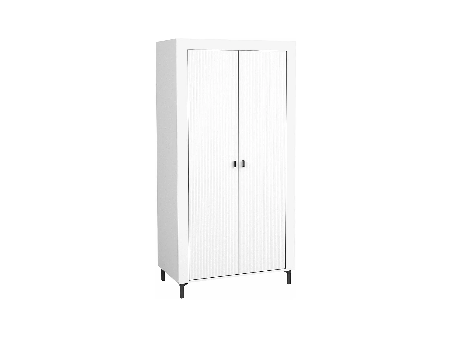 Armoire Mormavu 100, Chêne|Mat blanc, 194x97x56cm, Portes d'armoire: Avec des charnières