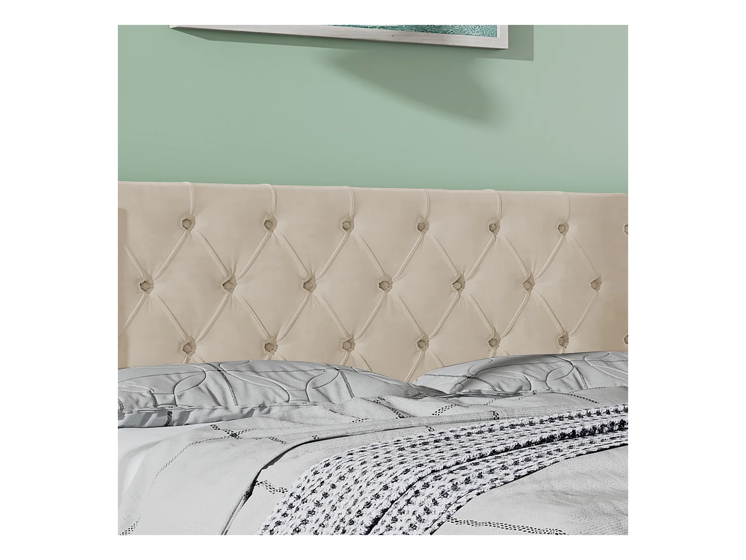 Coffre doppio illuminato 180x200 cm beige in flanella con tête de lit capitonnée et rangement hydraulique