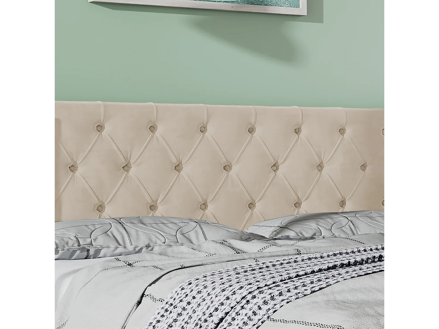 Coffre doppio illuminato 180x200 cm beige in flanella con tête de lit capitonnée et rangement hydraulique