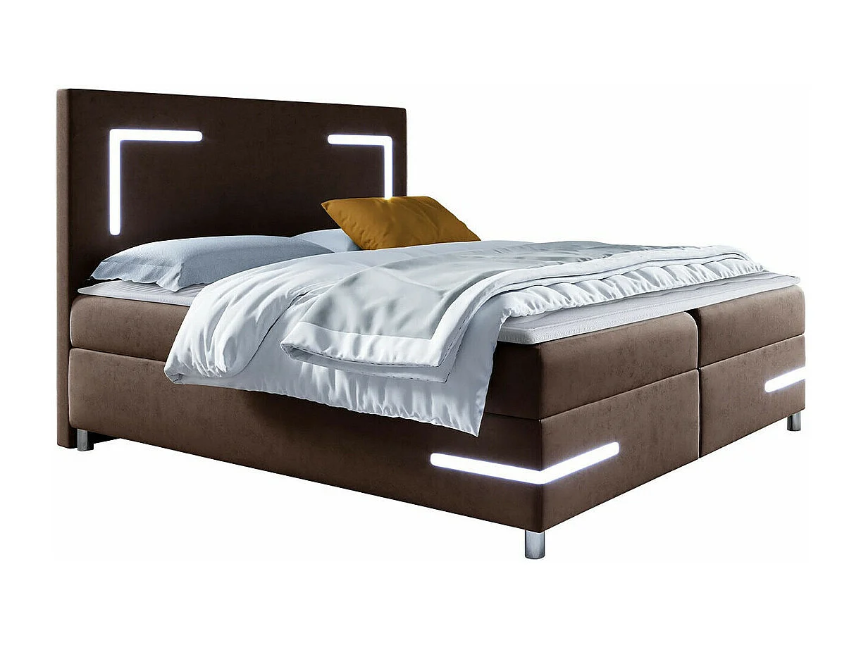 Cama continental Baltimore 173, Continental, Doble, Marrón, 200x200, Tapiz, Somieres,