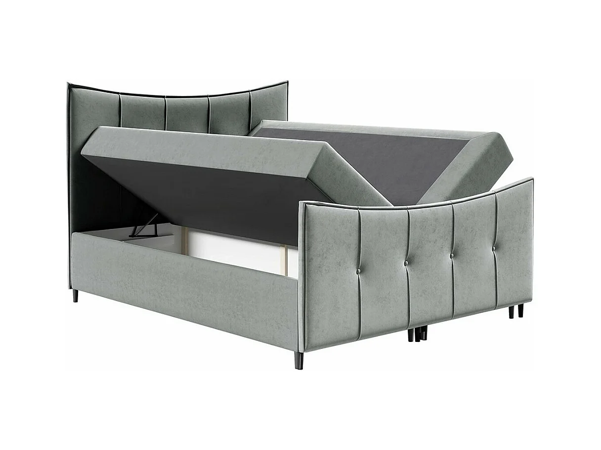 Cama continental Baltimore 177, Casal, Azul, Tecido, Estrados de cama