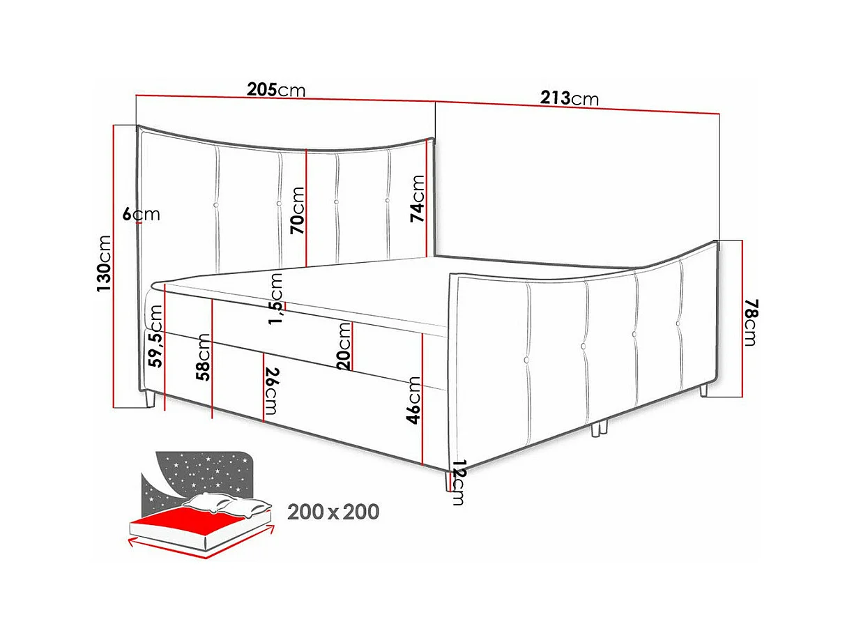 Cama continental Baltimore 177, Casal, Azul, Tecido, Estrados de cama