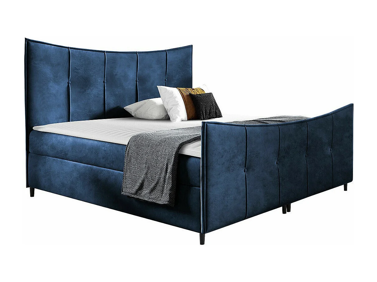 Cama continental Baltimore 177, Continental, Doble, Azul, 200x200, Tapiz, Somieres, 200cm