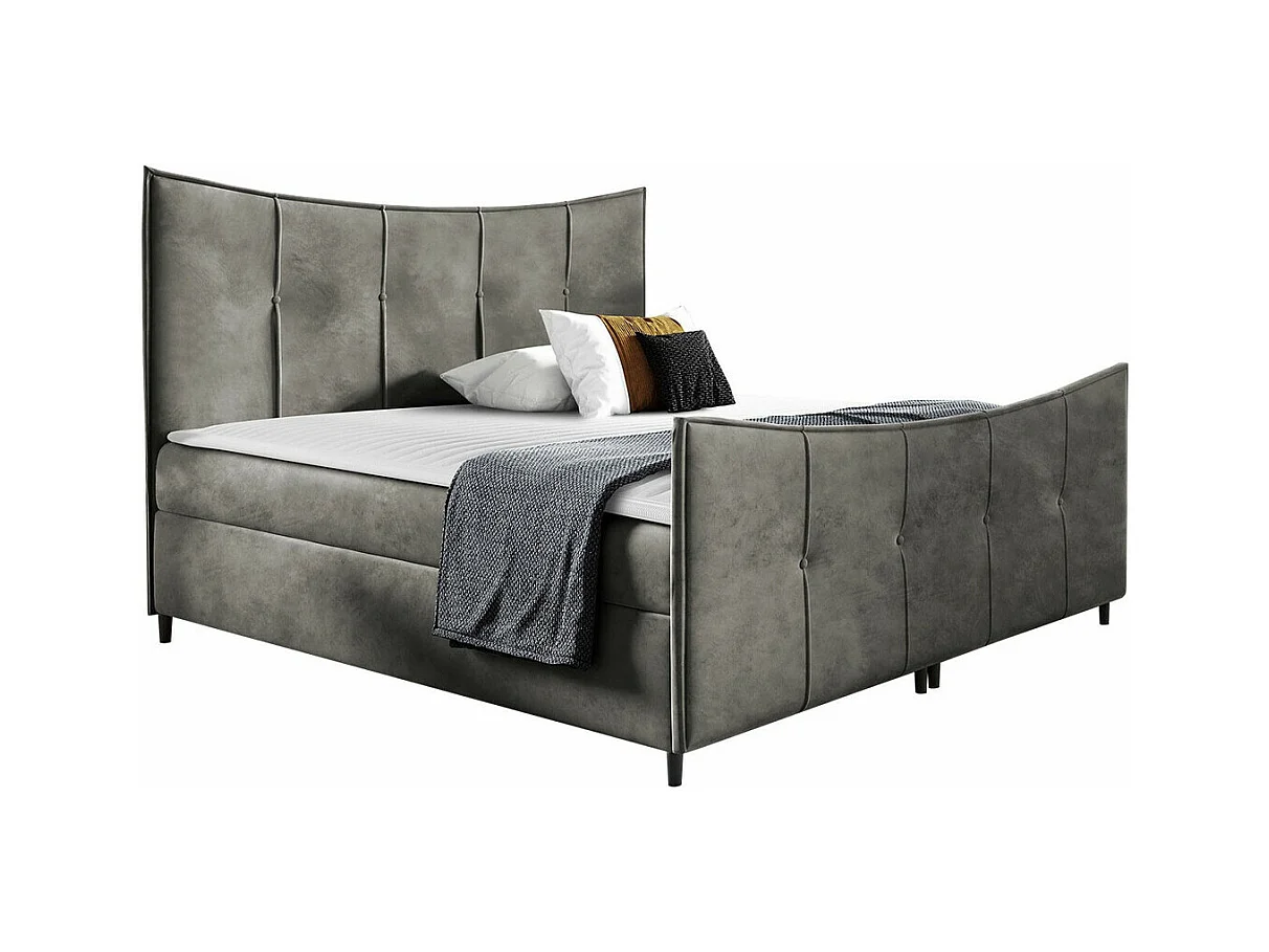 Cama continental Baltimore 177, Casal, Cinzento, Tecido, 20x21x13cm