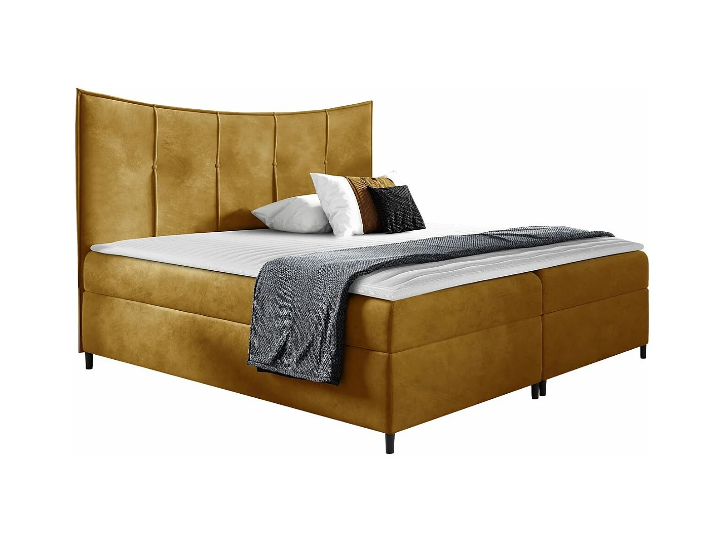 Cama continental Baltimore 178, Casal, Amarelo, Tecido, 20x21x13cm