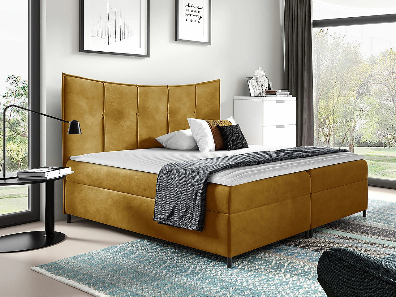 Cama continental Baltimore 178, Continental, Doble, Amarillo, 200x200, Tapiz, Somieres,