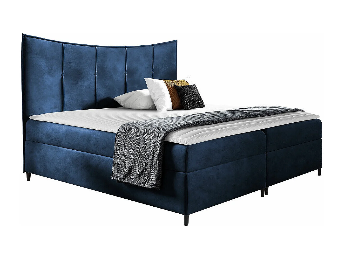 Cama continental Baltimore 178, Continental, Doble, Azul, 200x200, Tapiz, Somieres, 200cm