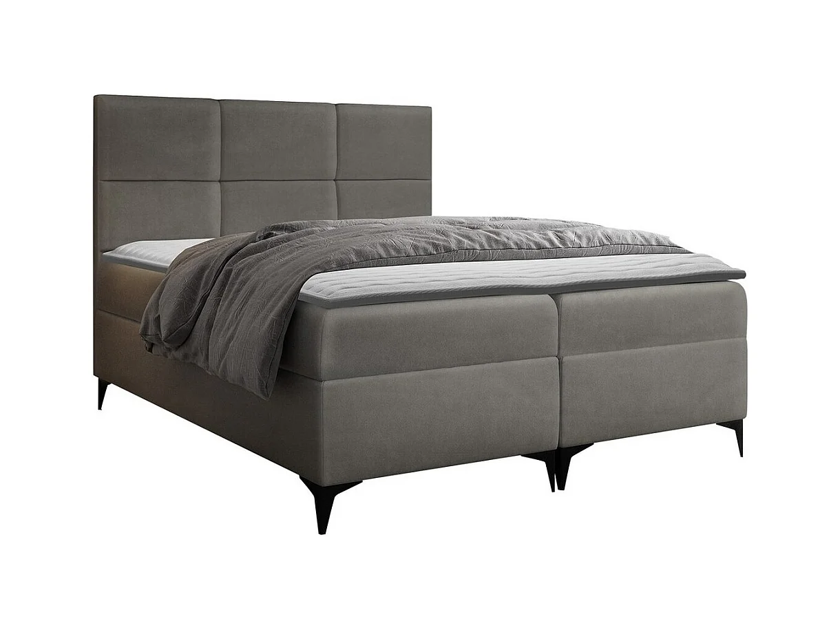 Cama continental Baltimore 133, Continental, Doble, Gris, 200x200, Tapiz, Somieres, 204cm