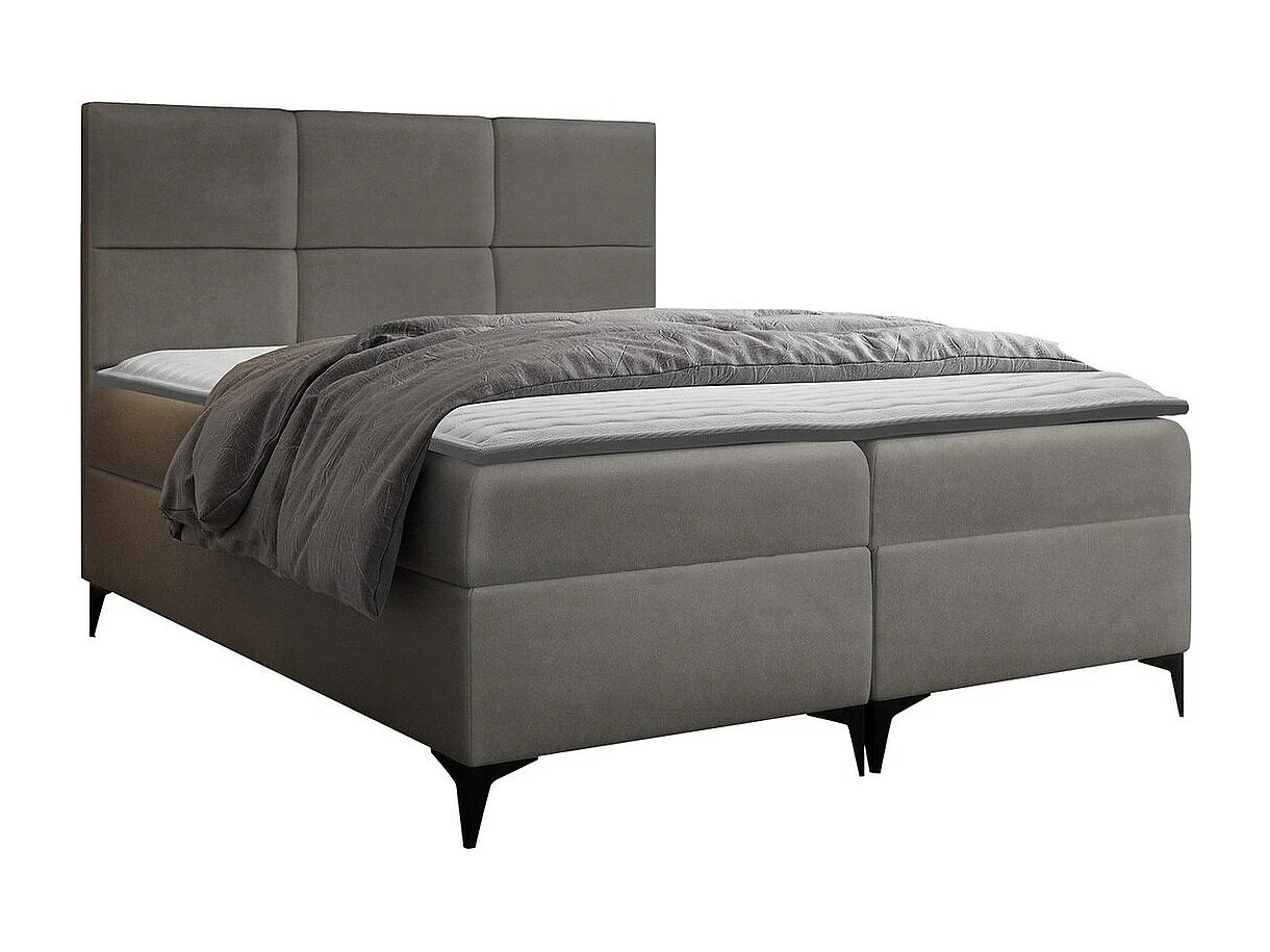 Cama continental Baltimore 133, Continental, Doble, Gris, 200x200, Tapiz, Somieres, 204cm