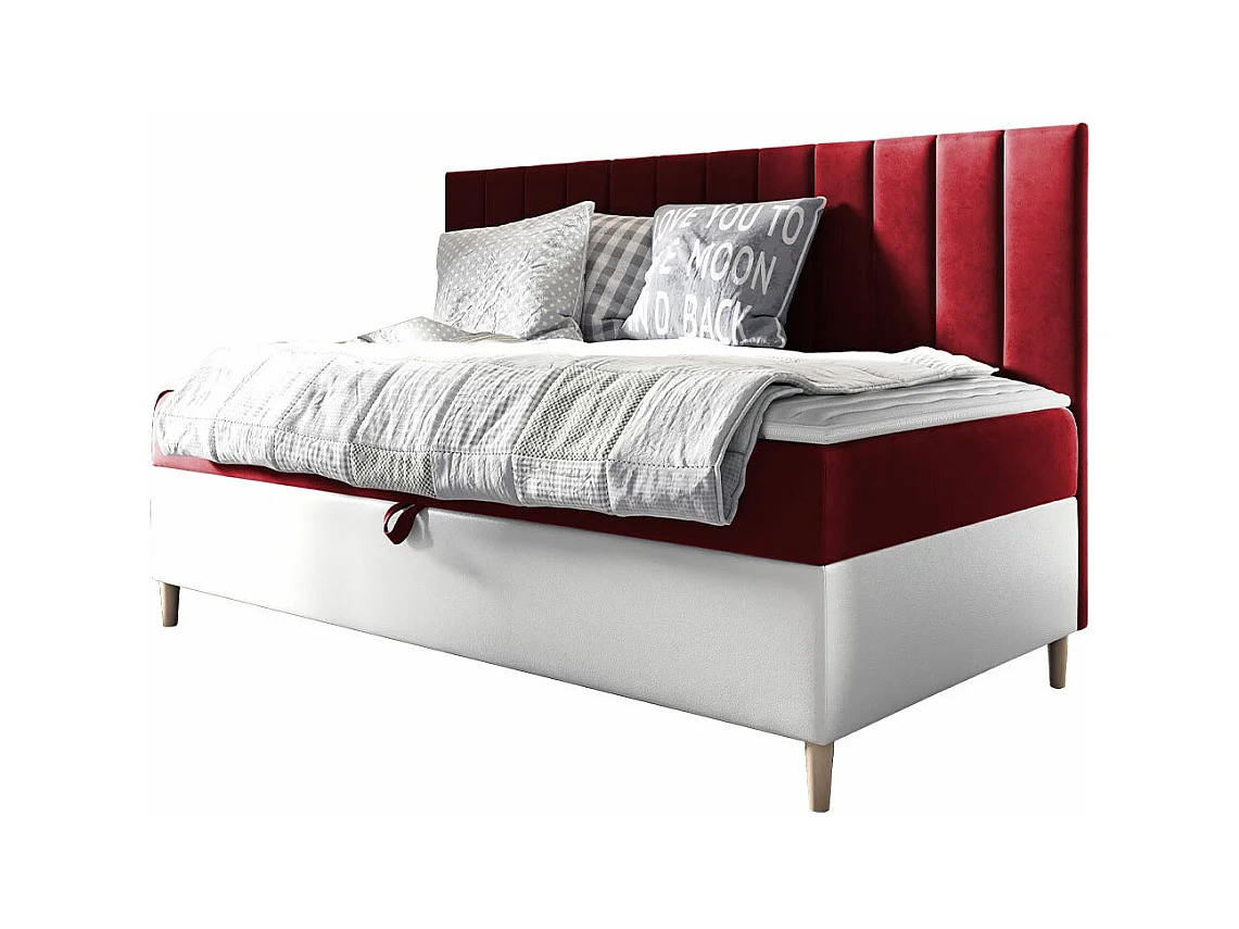 Cama continental Baltimore 165, Solteiro, Vermelho, Tecido, 10x21x12cm
