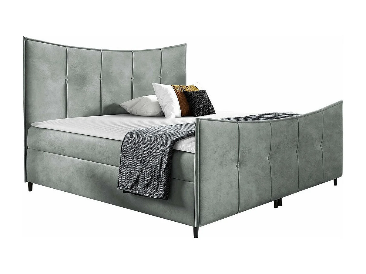Cama continental Baltimore 177, Continental, Doble, Gris, 200x200, Tapiz, Somieres, 200cm