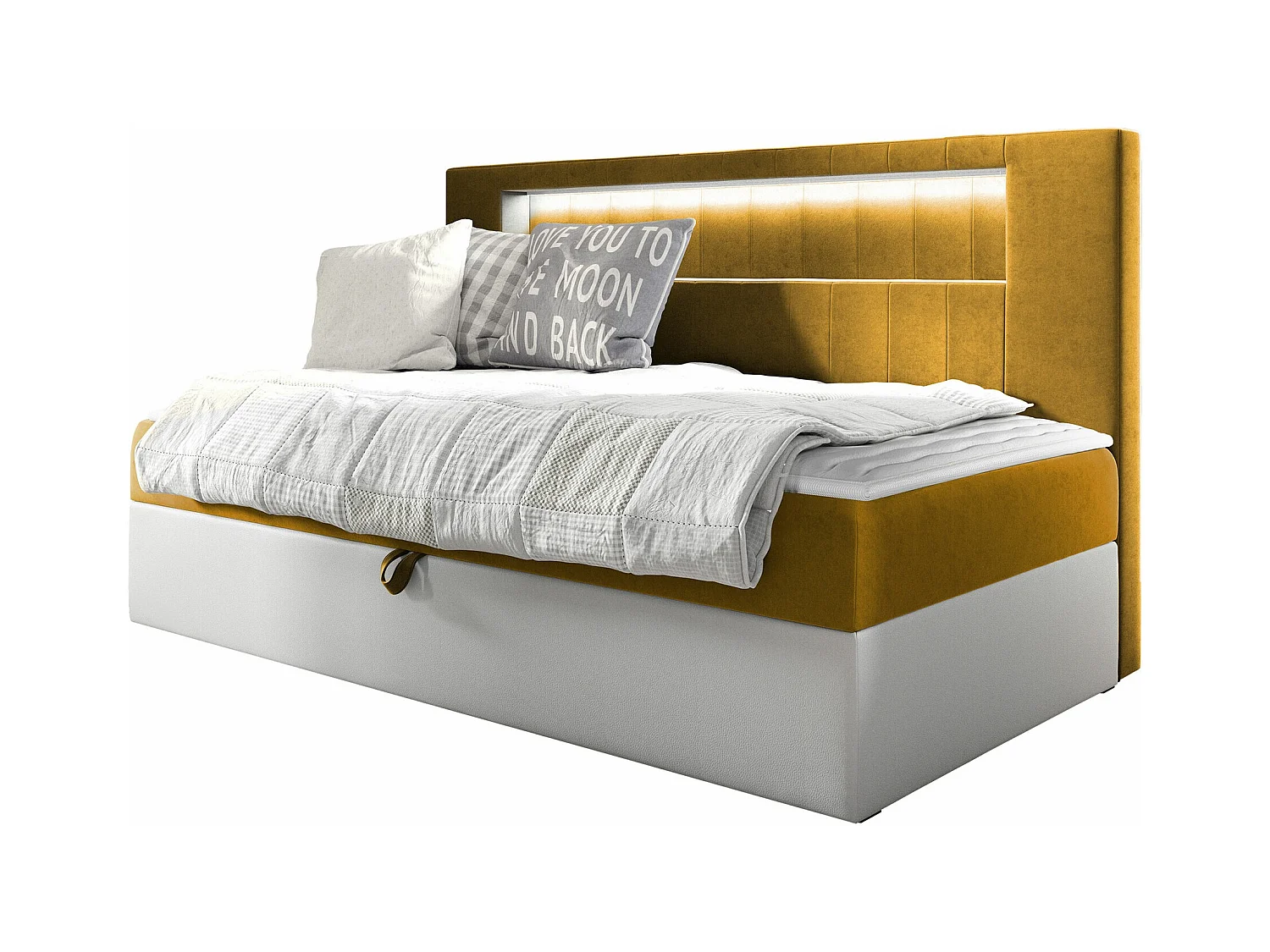 Cama continental Baltimore 168, Individuales, Continental, Amarillo, 80x200, Somieres,