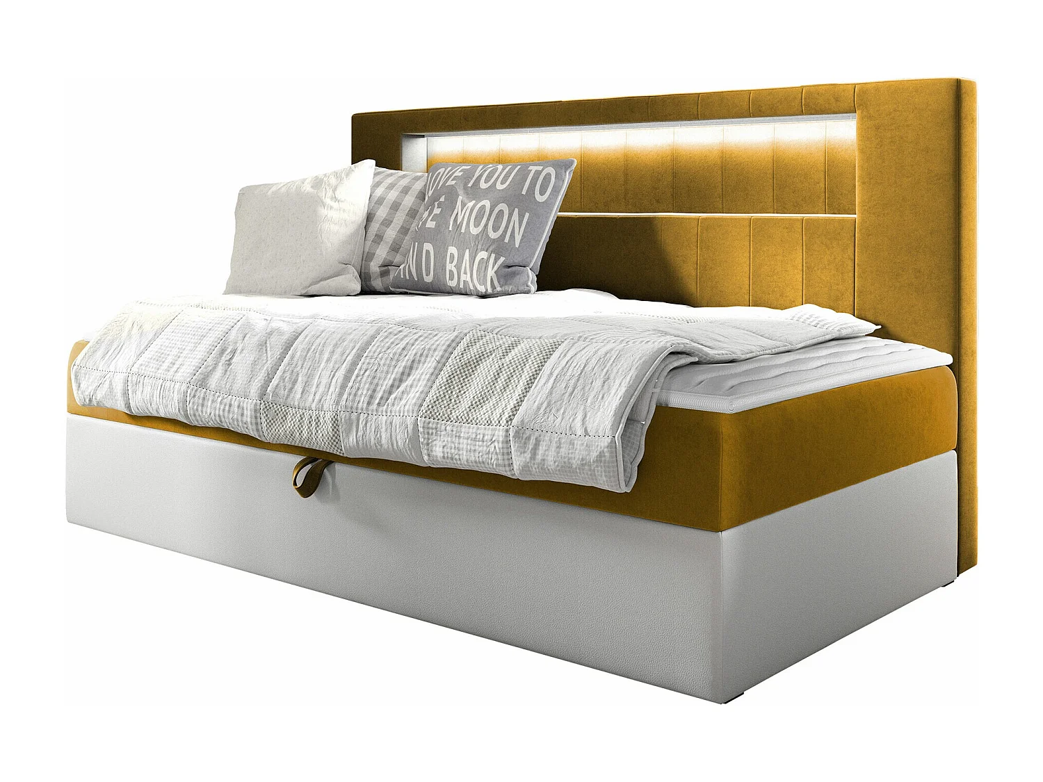 Cama continental Baltimore 168, Individuales, Continental, Amarillo, 80x200, Somieres,