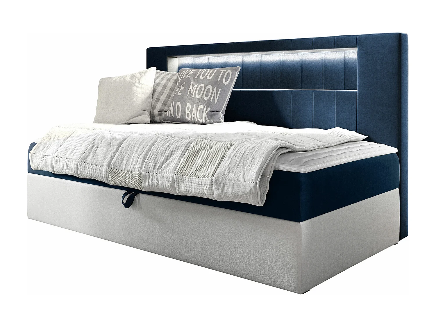 Cama continental Baltimore 168, Individuales, Continental, Azul, 90x200, Somieres, 102cm