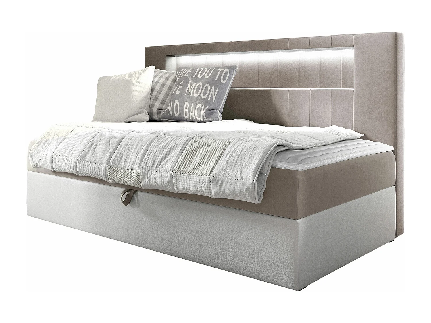 Cama continental Baltimore 168, Individuales, Continental, De color marrón claro, 90x200