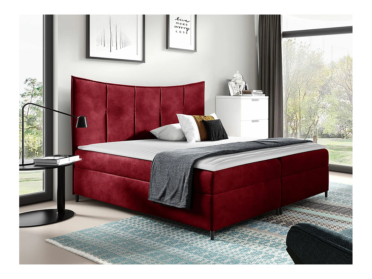 Cama continental Baltimore 178, Continental, Vermelho, Tecido