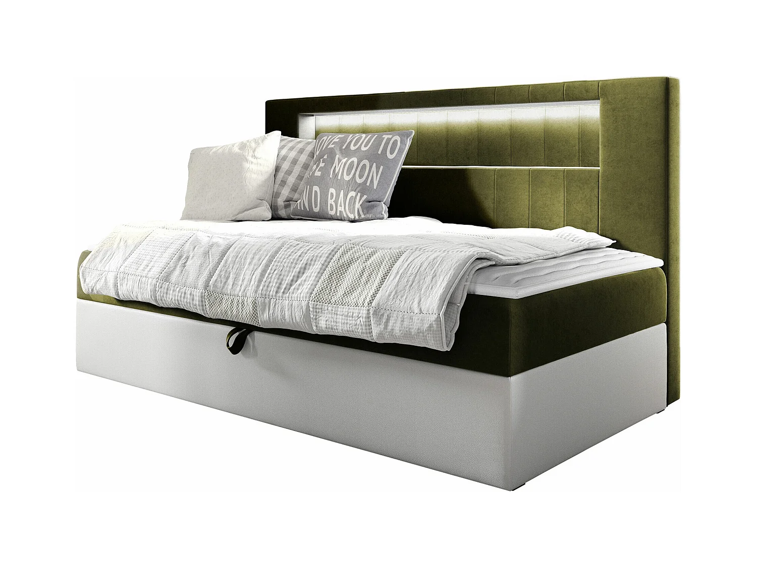 Cama continental Baltimore 168, Solteiro, Verde, Tecido, 10x20x10cm