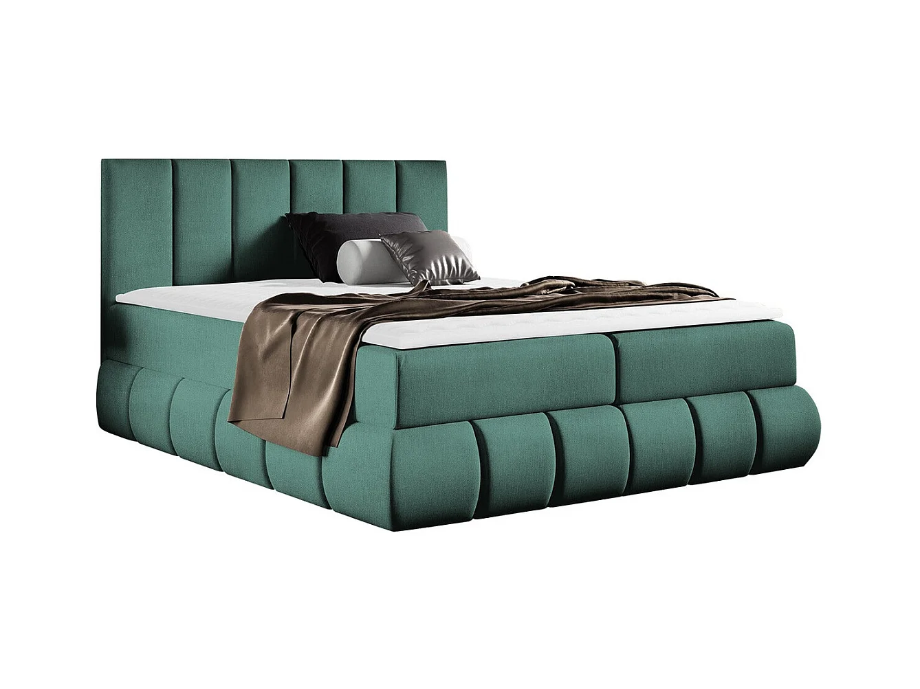 Cama continental Baltimore 152, Casal, Verde, Tecido, Estrados de cama