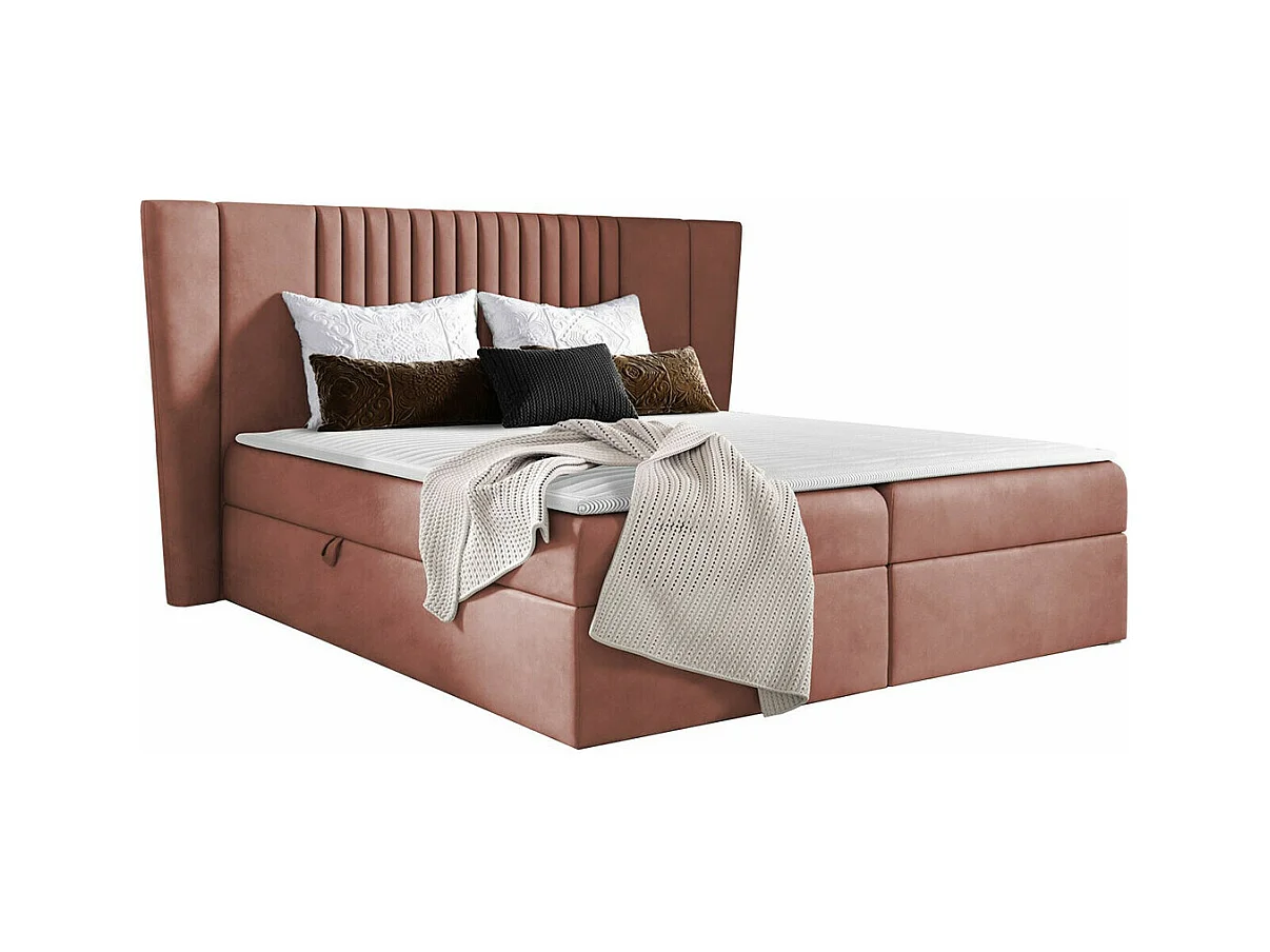 Cama continental Baltimore 184, Continental, Doble, Rosa, 200x200, Tapiz, Somieres, 200cm
