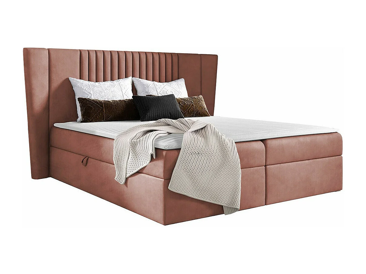 Cama continental Baltimore 184, Continental, Doble, Rosa, 200x200, Tapiz, Somieres, 200cm