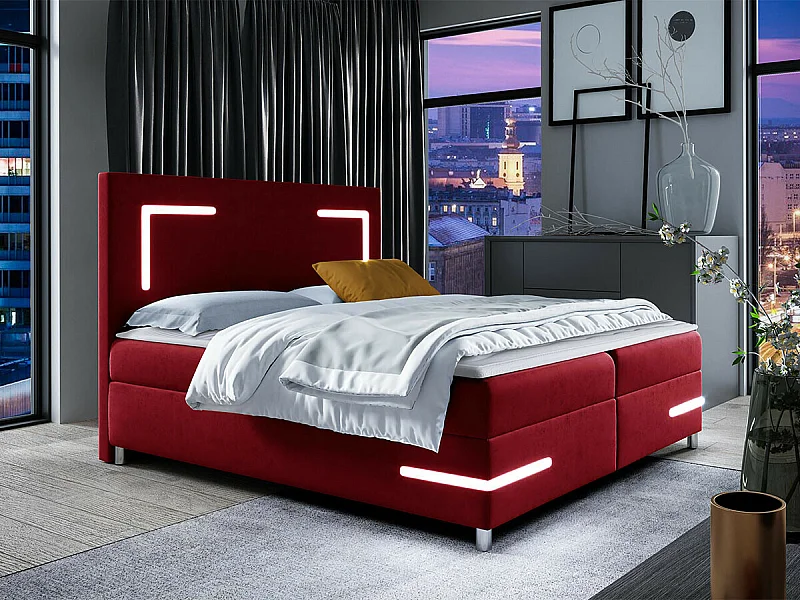 Cama continental Baltimore 173, Casal, Vermelho, Tecido, 20x21x12cm