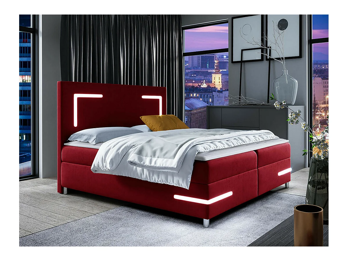 Cama continental Baltimore 173, Casal, Vermelho, Tecido, 20x21x12cm