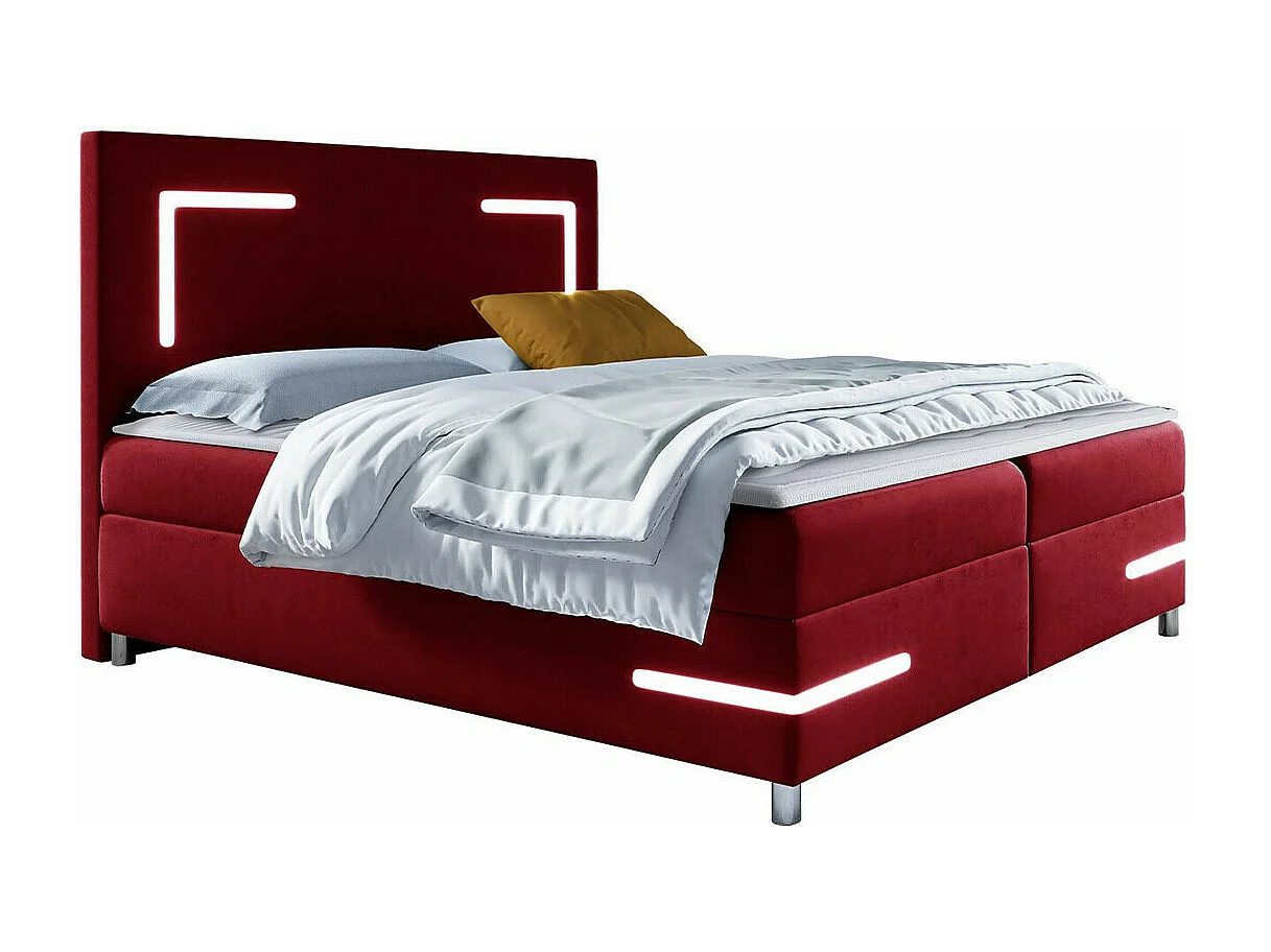 Lit continental Baltimore 173, Continental, Double, Rouge, 200x200, Tapisserie, 200x212cm