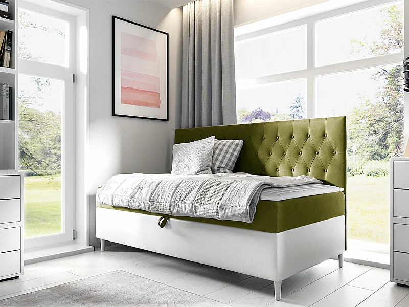 Cama continental Baltimore 166, Individuales, Continental, Verde, 90x200, Somieres, 98cm