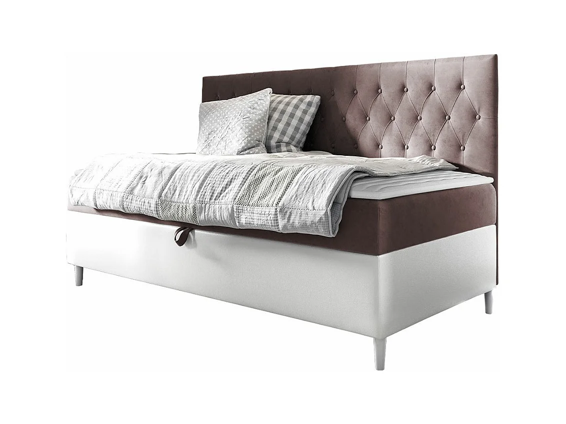 Cama continental Baltimore 166, Solteiro, Roxo, Couro Ecológico