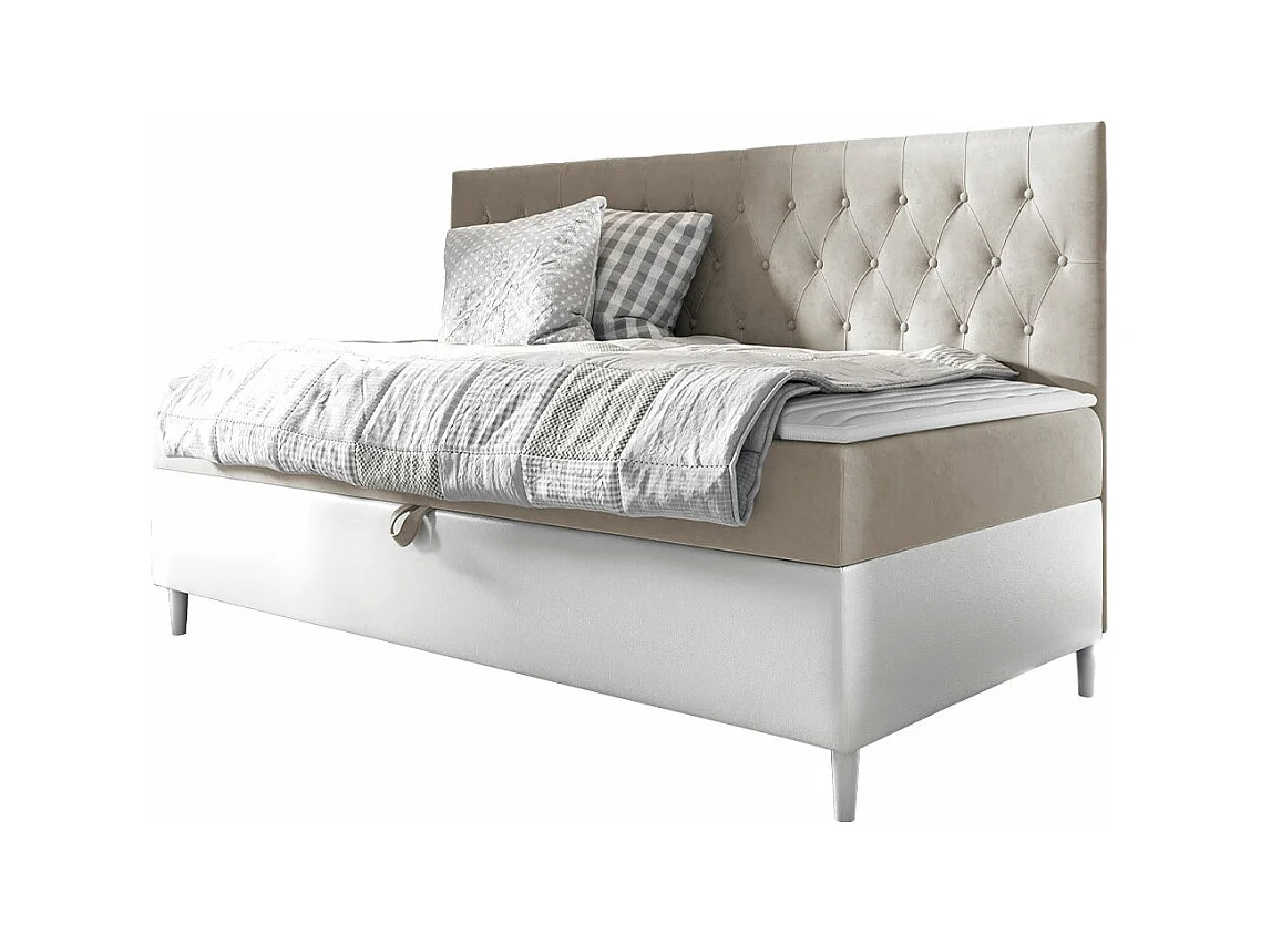 Cama continental Baltimore 166, Individuales, Continental, De color marrón claro, 90x200