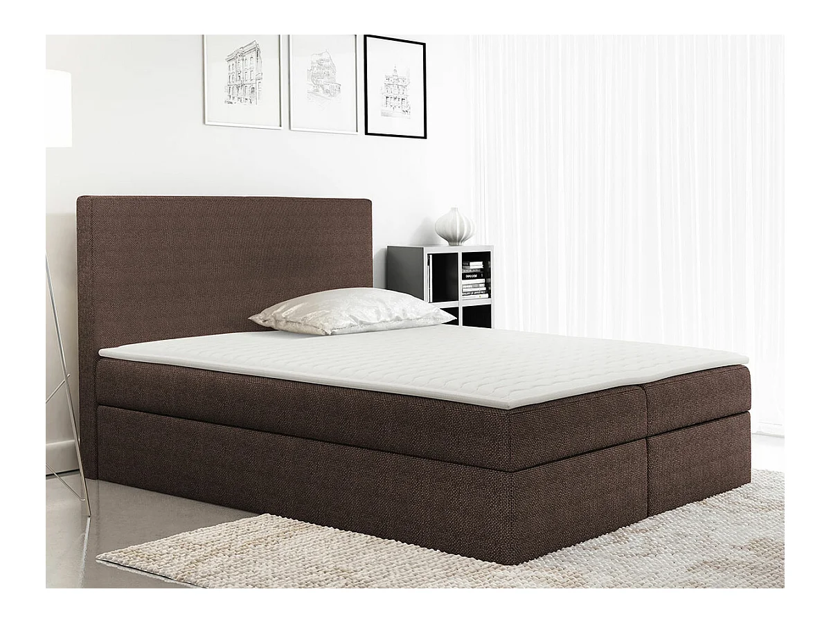 Cama continental Baltimore 163, Continental, Doble, Marrón, 200x200, Tapiz, Somieres,