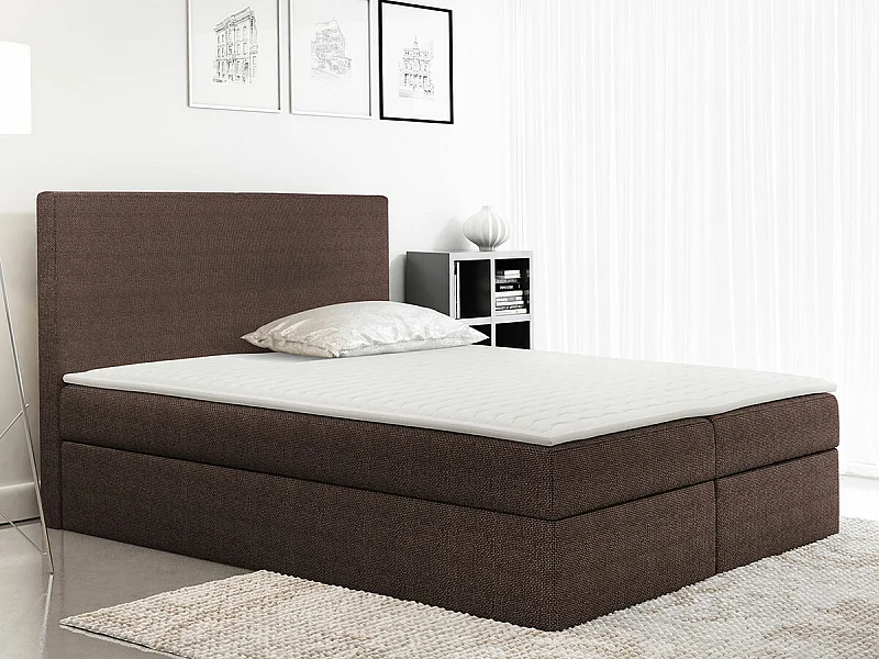 Cama continental Baltimore 163, Continental, Doble, Marrón, 200x200, Tapiz, Somieres,