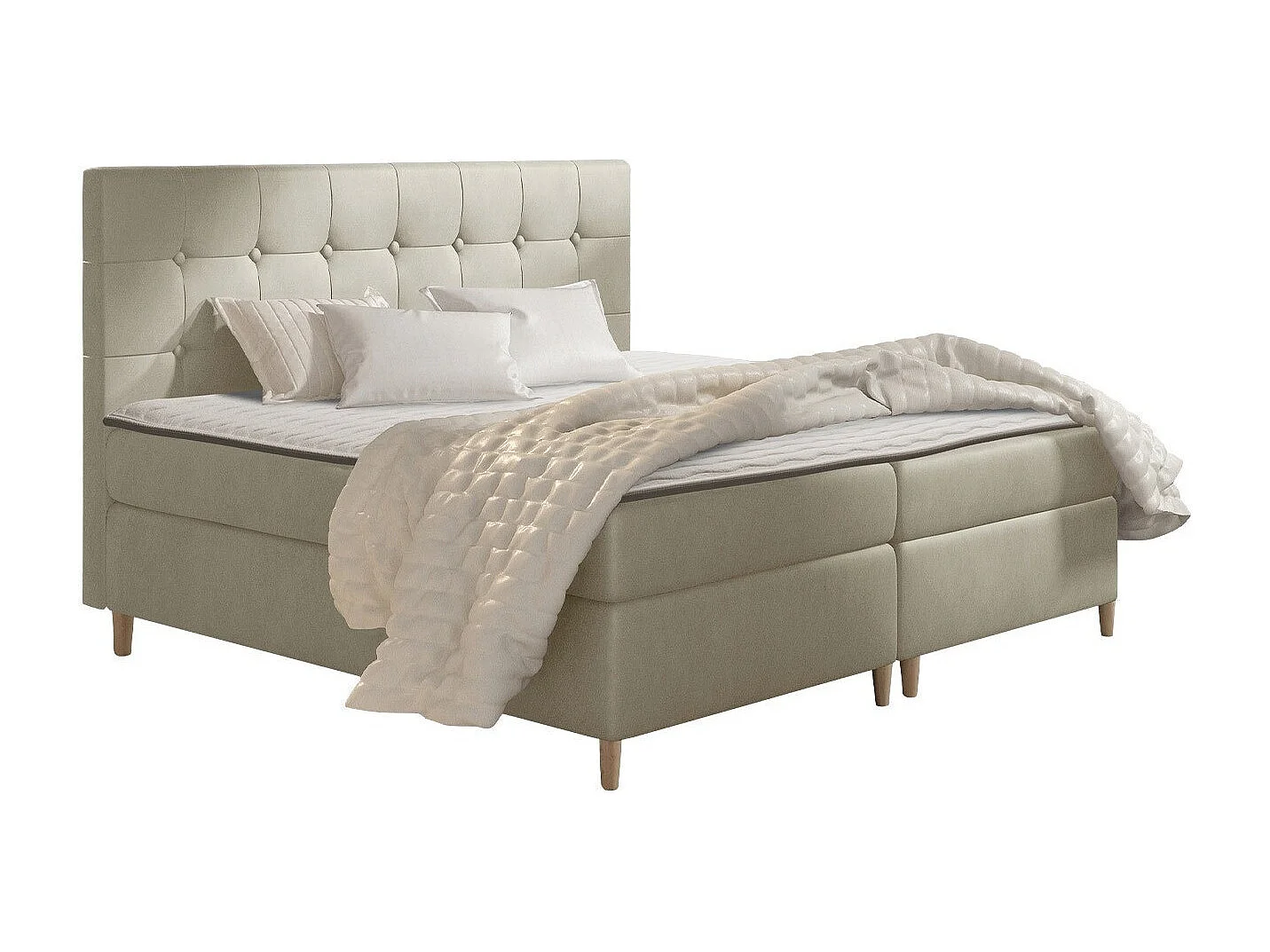 Cama continental Baltimore 130, Doble, Continental, De color marrón claro, 200x200, Tapiz