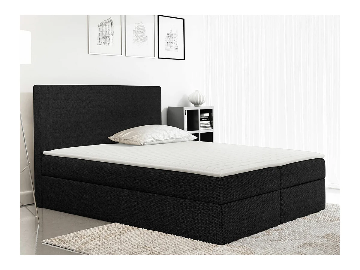 Cama continental Baltimore 163, Casal, Preto, Tecido, Estrados de cama