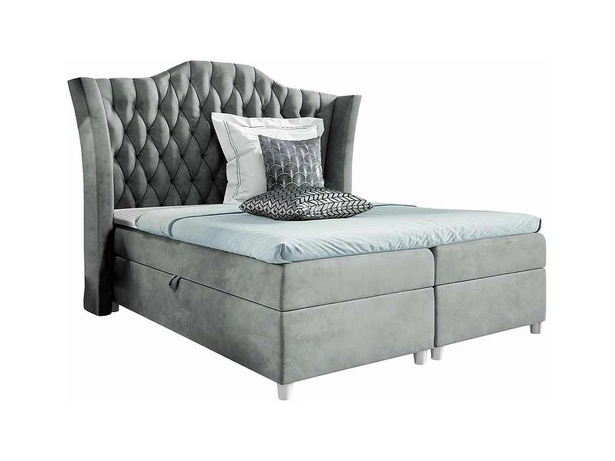 Cama continental Baltimore 183, Continental, Cinzento, Tecido