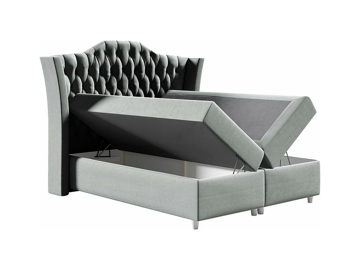 Cama continental Baltimore 183, Continental, Cinzento, Tecido