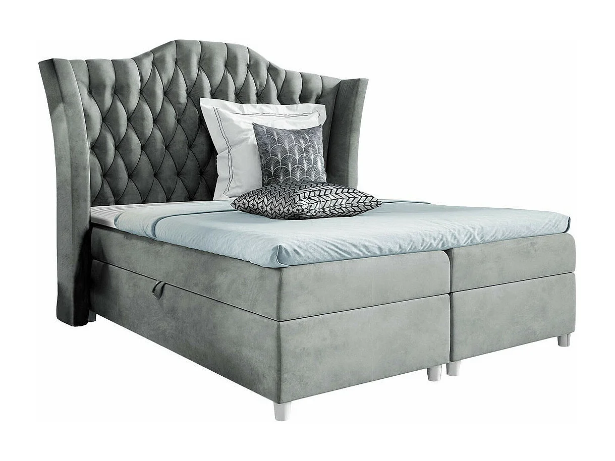 Cama continental Baltimore 183, Continental, Doble, Gris, 160x200, Tapiz, 200x209x147cm