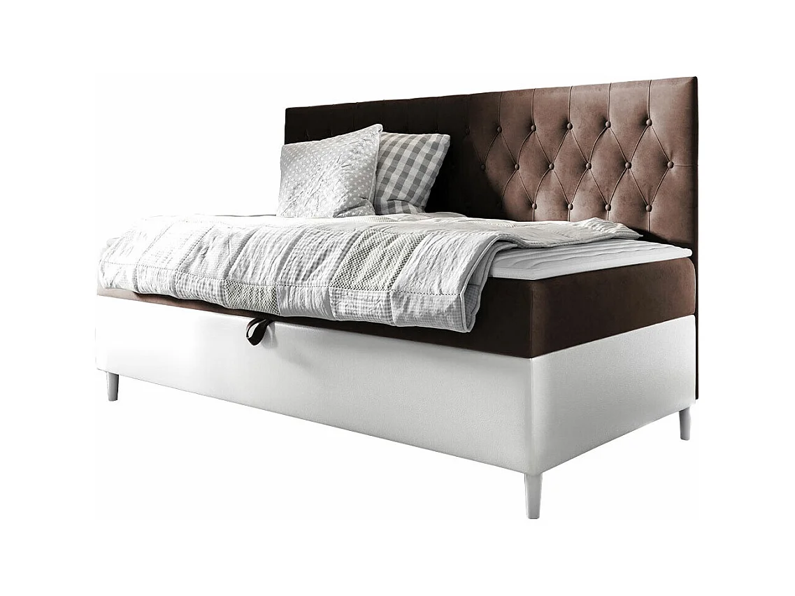 Cama continental Baltimore 166, Solteiro, Castanho, Tecido, 9x20x12cm