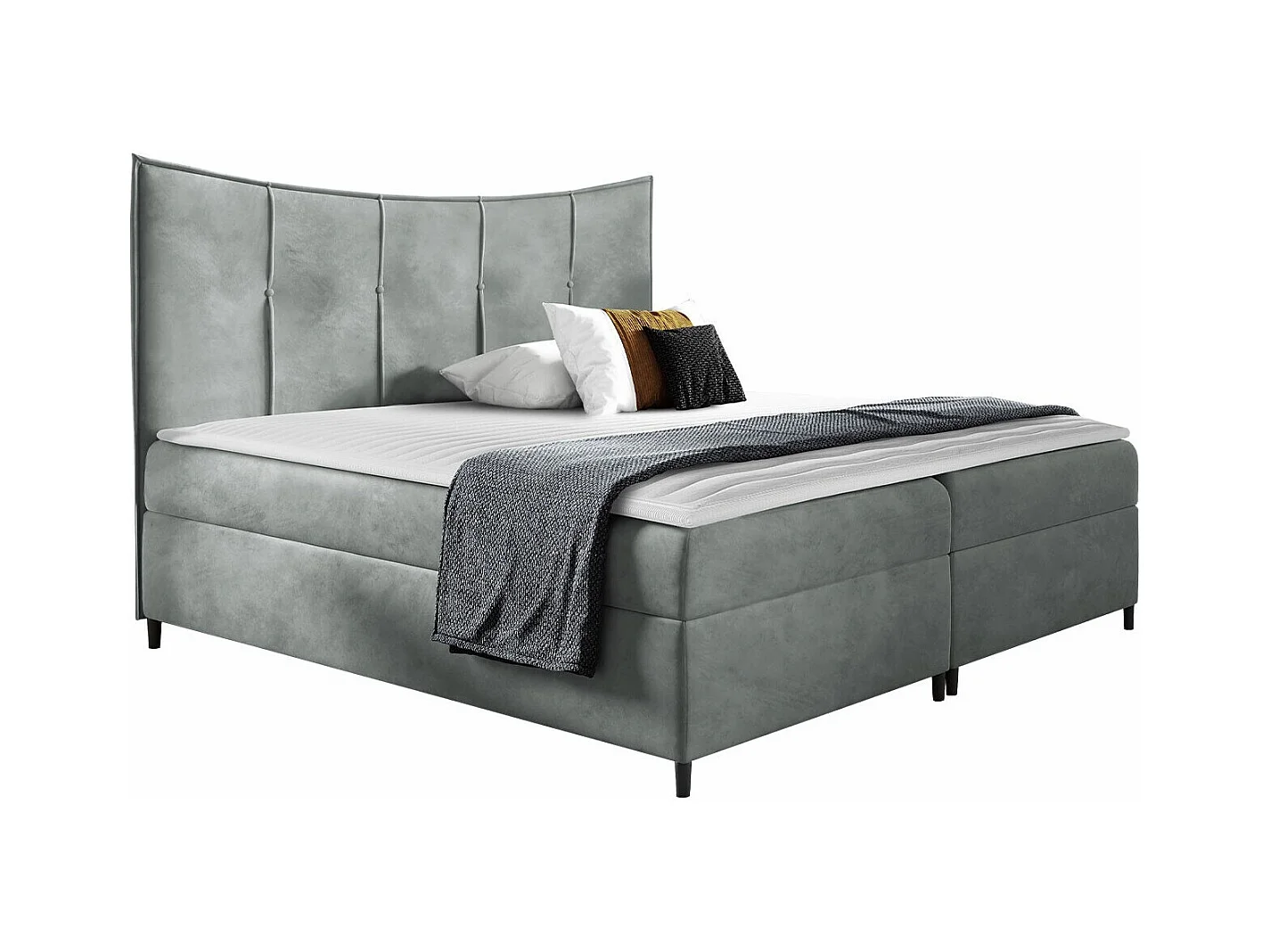 Cama continental Baltimore 178, Continental, Doble, Gris, 200x200, Tapiz, Somieres, 200cm