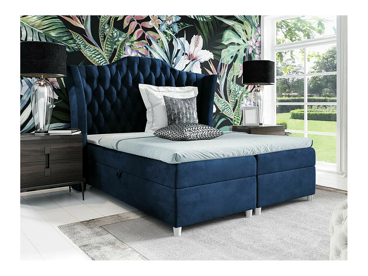 Cama continental Baltimore 183, Continental, Azul, Tecido, 20x21x15cm