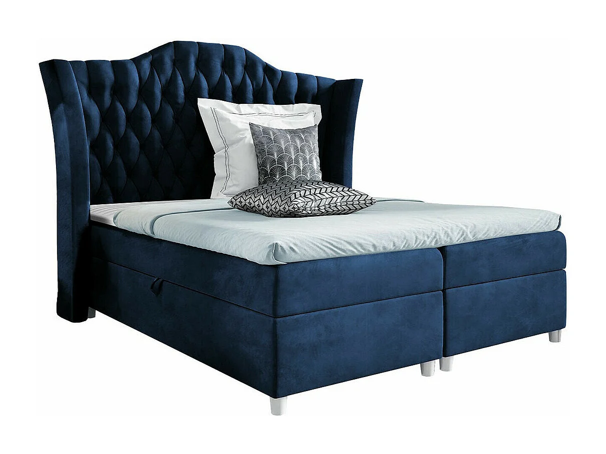 Cama continental Baltimore 183, Continental, Doble, Azul, 160x200, Tapiz, 200x209x147cm