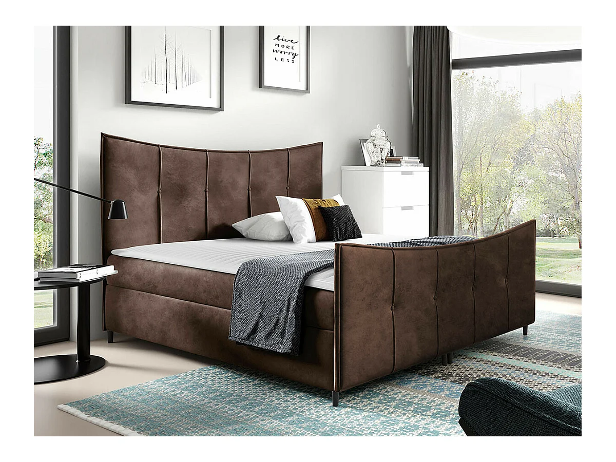 Cama continental Baltimore 177, Continental, Doble, Marrón, 200x200, Tapiz, Somieres,
