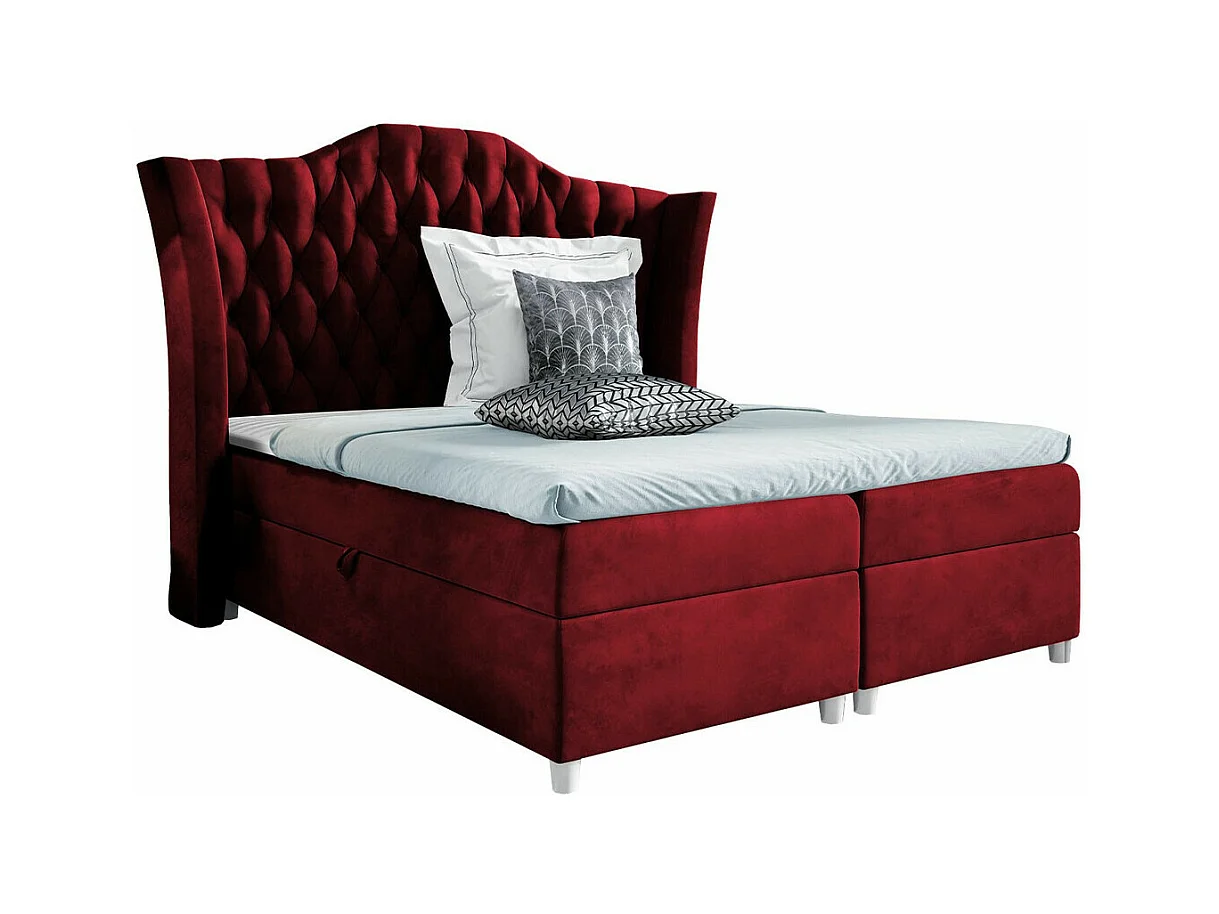 Cama continental Baltimore 183, Continental, Doble, Rojo, 160x200, Tapiz, 200x209x147cm