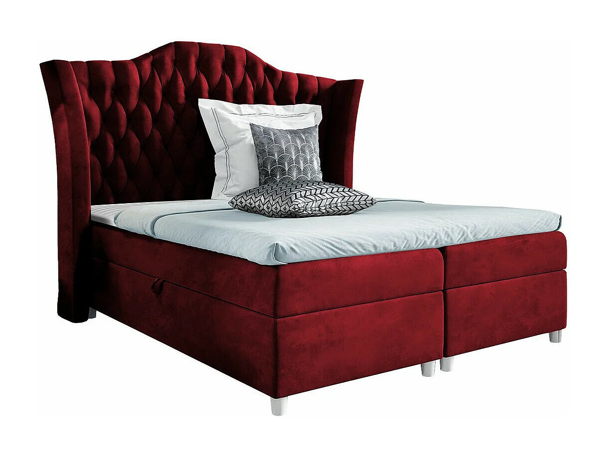 Cama continental Baltimore 183, Continental, Doble, Rojo, 160x200, Tapiz, 200x209x147cm