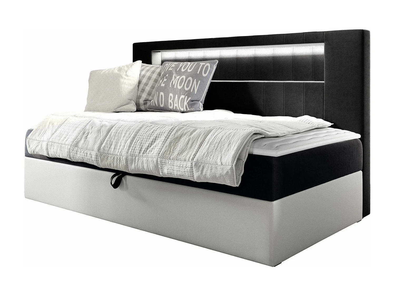 Cama continental Baltimore 168, Individuales, Continental, Gris, 80x200, Somieres, 92cm