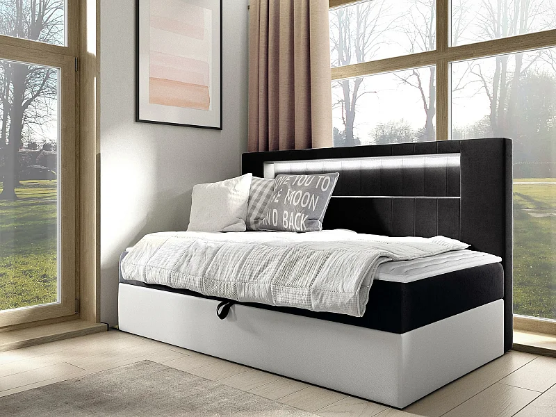 Cama continental Baltimore 168, Individuales, Continental, Gris, 80x200, Somieres, 92cm