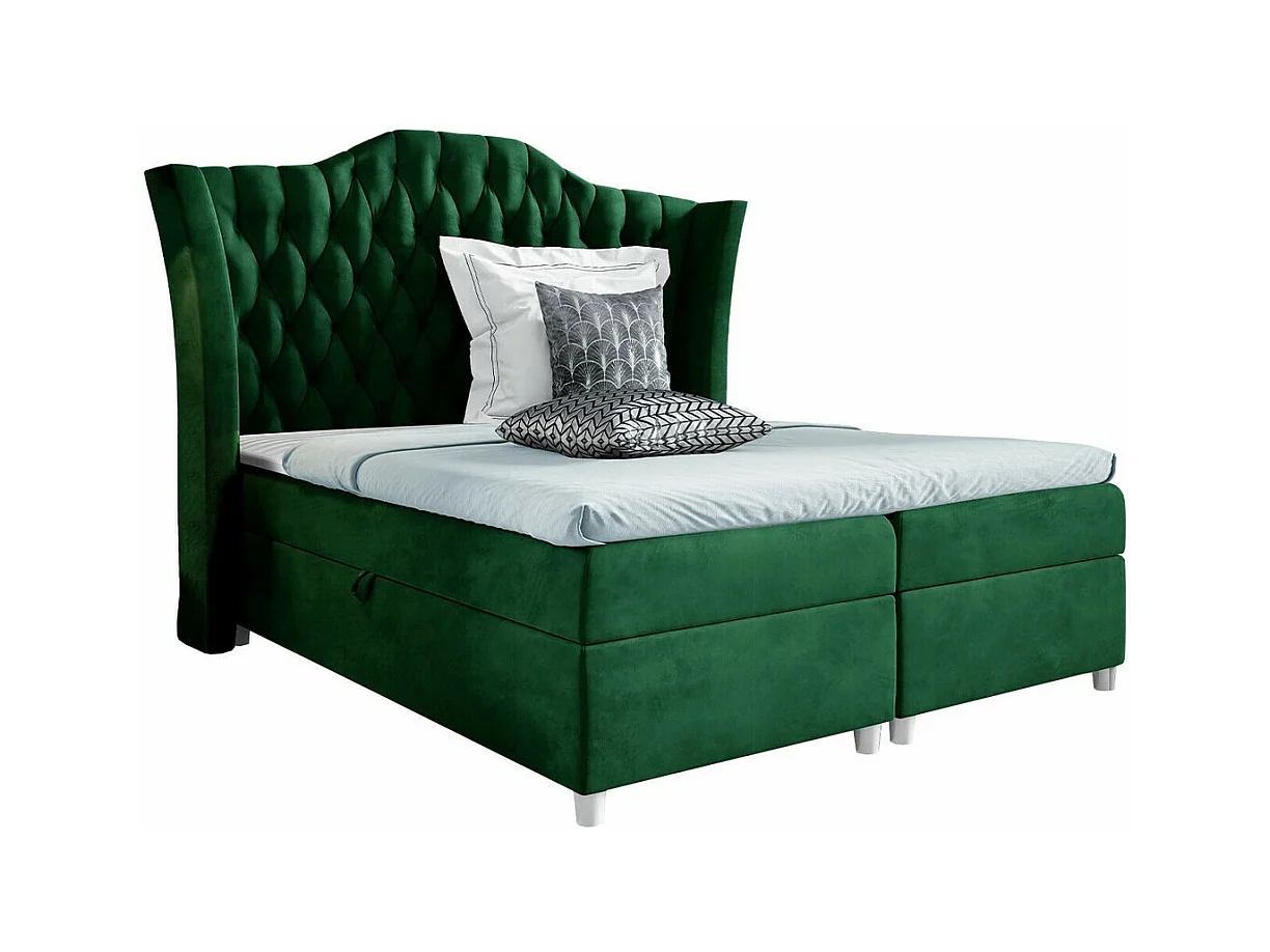 Cama continental Baltimore 183, Continental, Doble, Verde, 160x200, Tapiz, 200x209x147cm