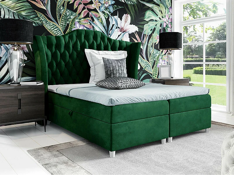 Cama continental Baltimore 183, Continental, Doble, Verde, 160x200, Tapiz, 200x209x147cm
